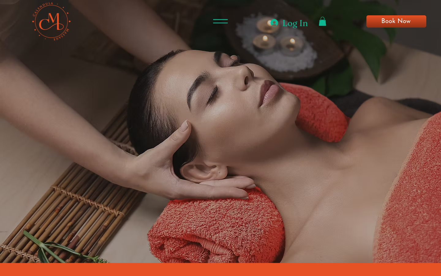 Calendula Massage website, with treatment photography and booking navigation